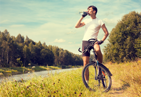 Cyclist Drinking Water